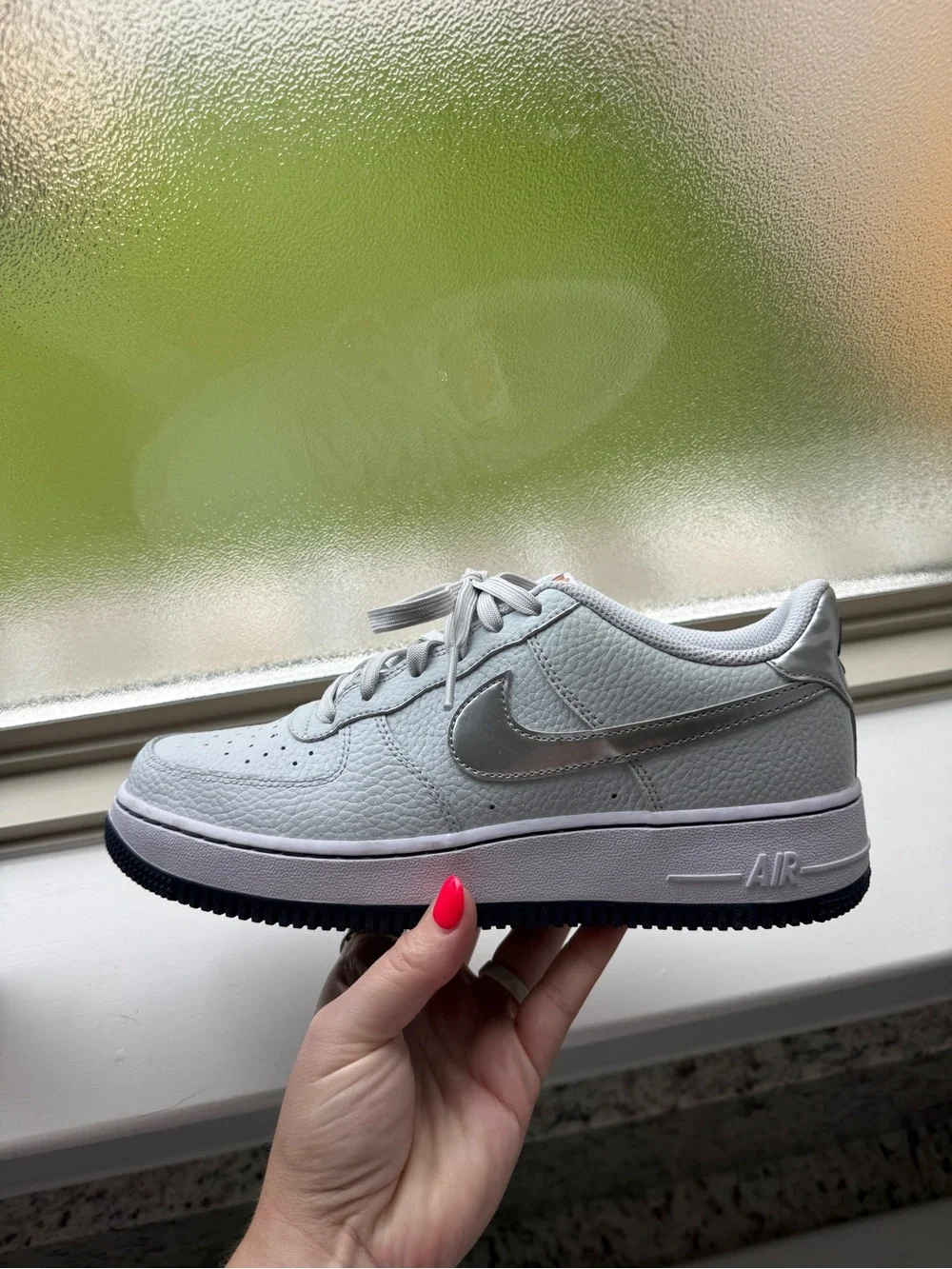 Nike AirForce Light Grey with Silver Swoosh
